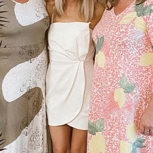 LULU S white spaghetti strap stretchy dress with front detail